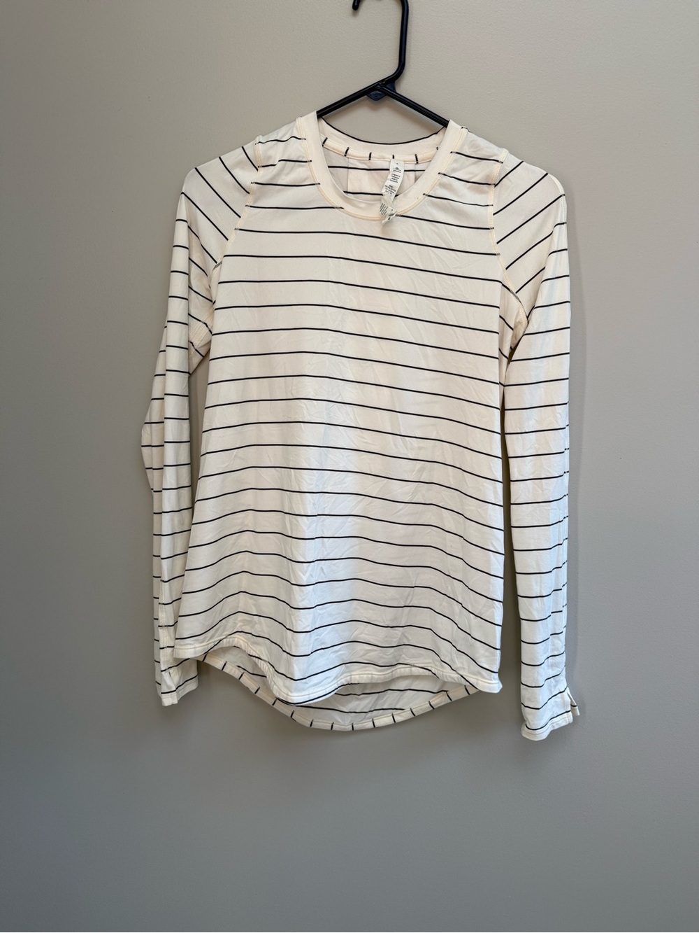 lululemon athletica Cream with Black Stripe Long Sleeve Top